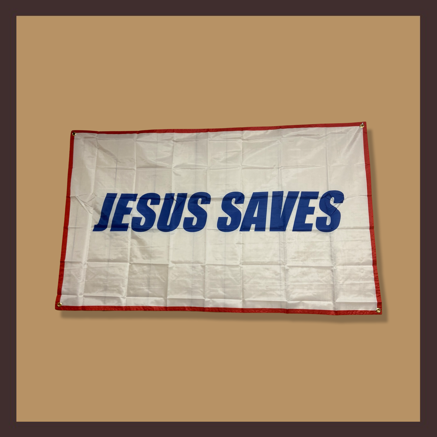 "Jesus Saves" Flag (White)