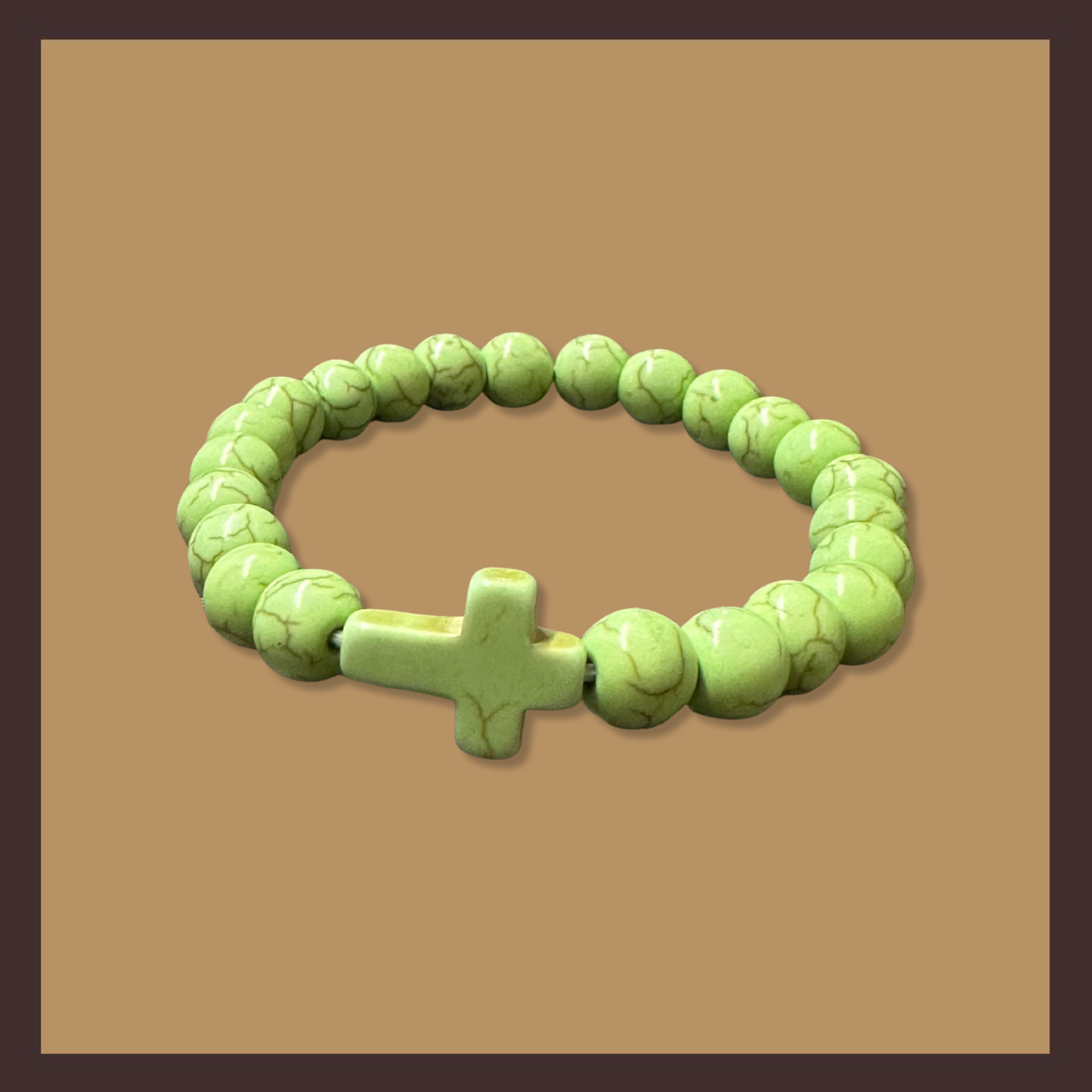 Lime Cross Bead Bracelet
