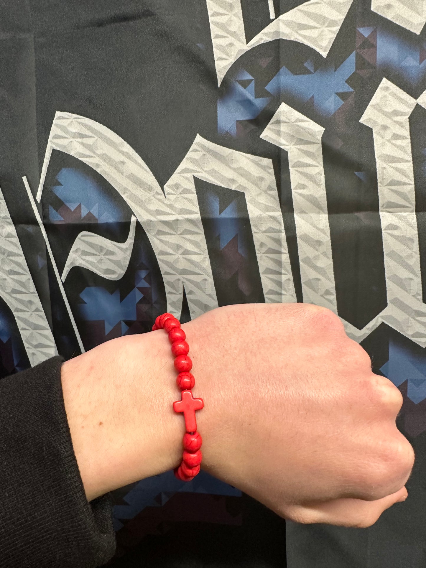 Red Cross Bead Bracelet