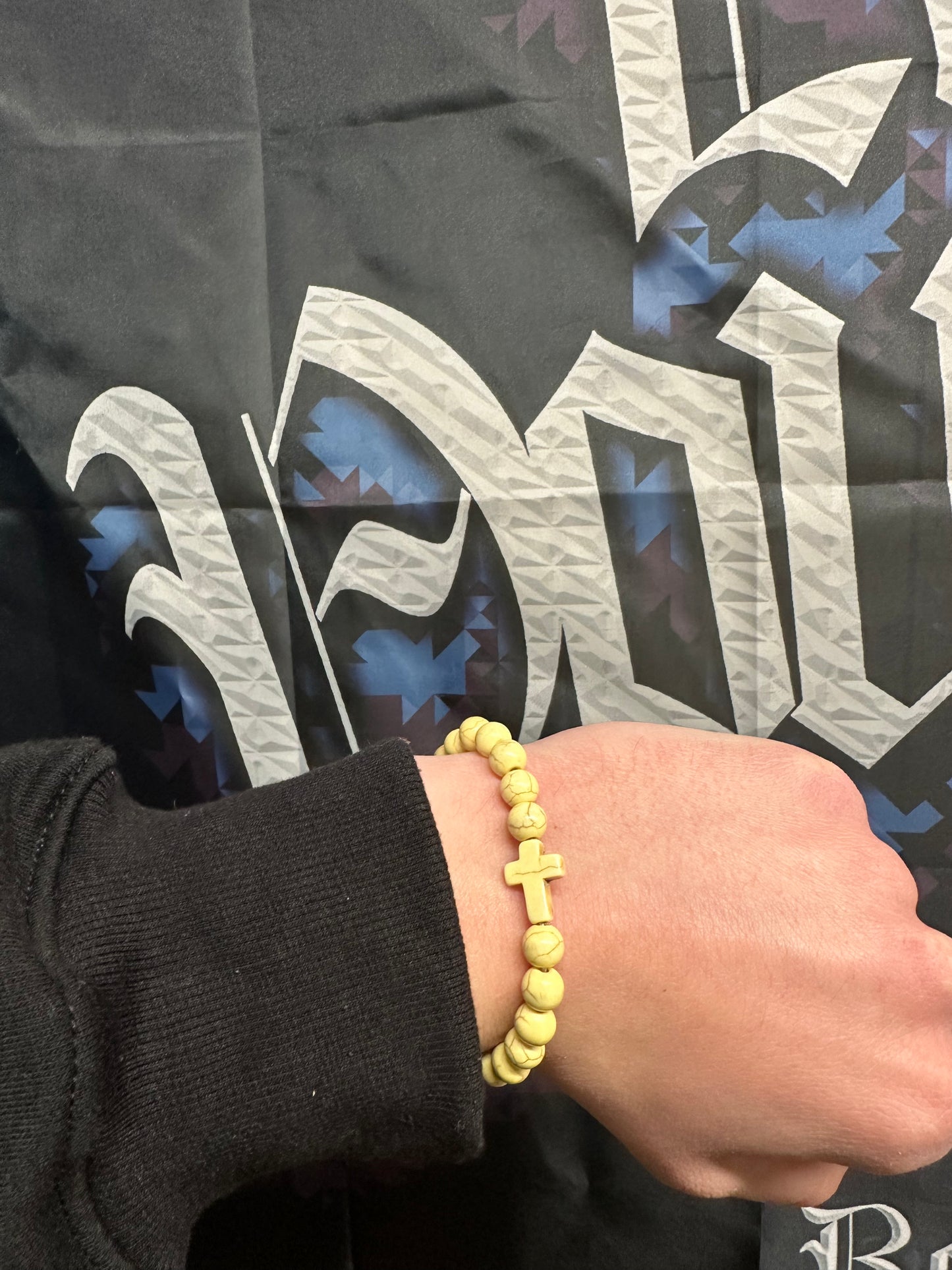 Bone Cross Bead Bracelet