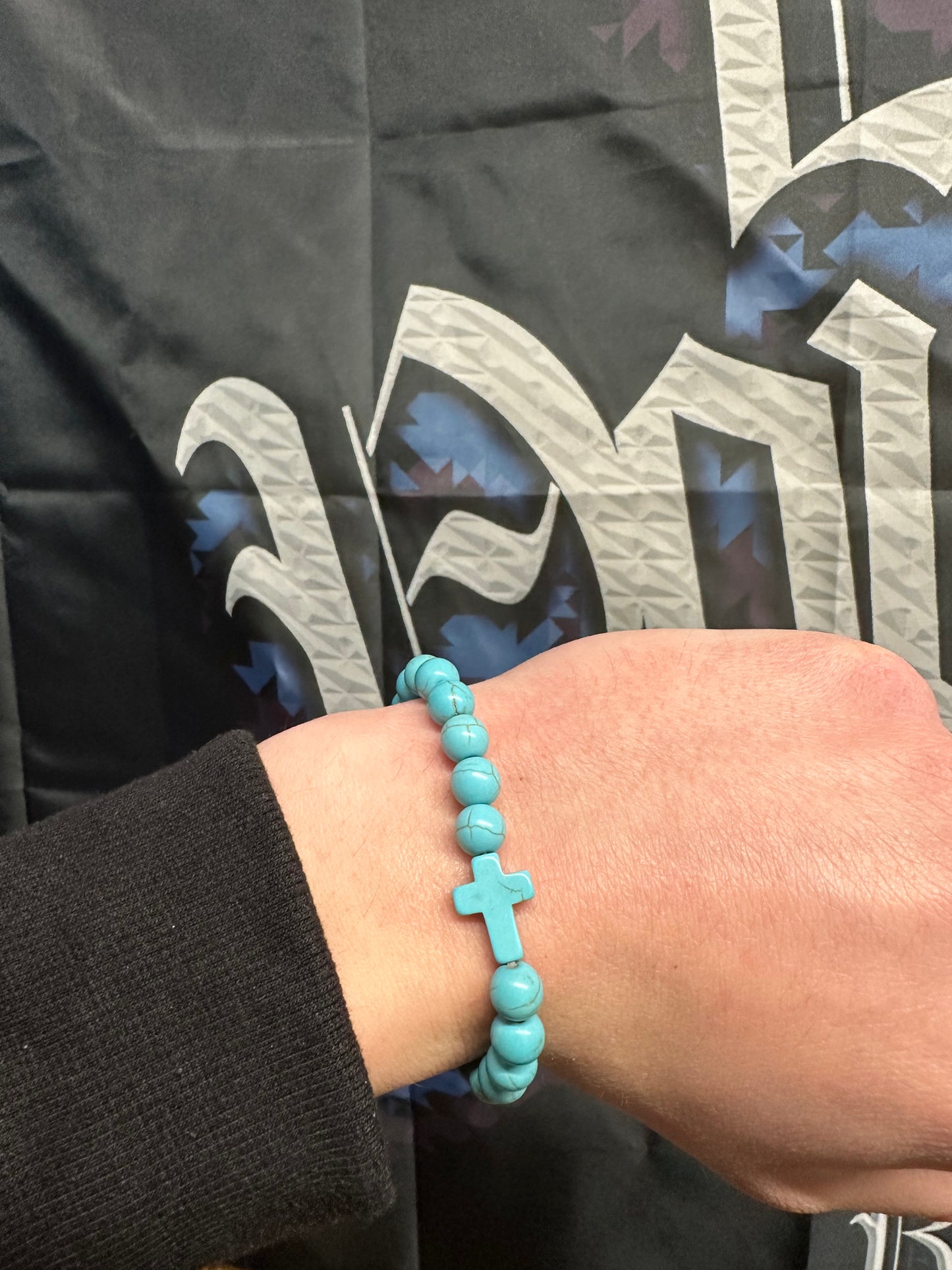 Baby Blue Cross Bead Bracelet