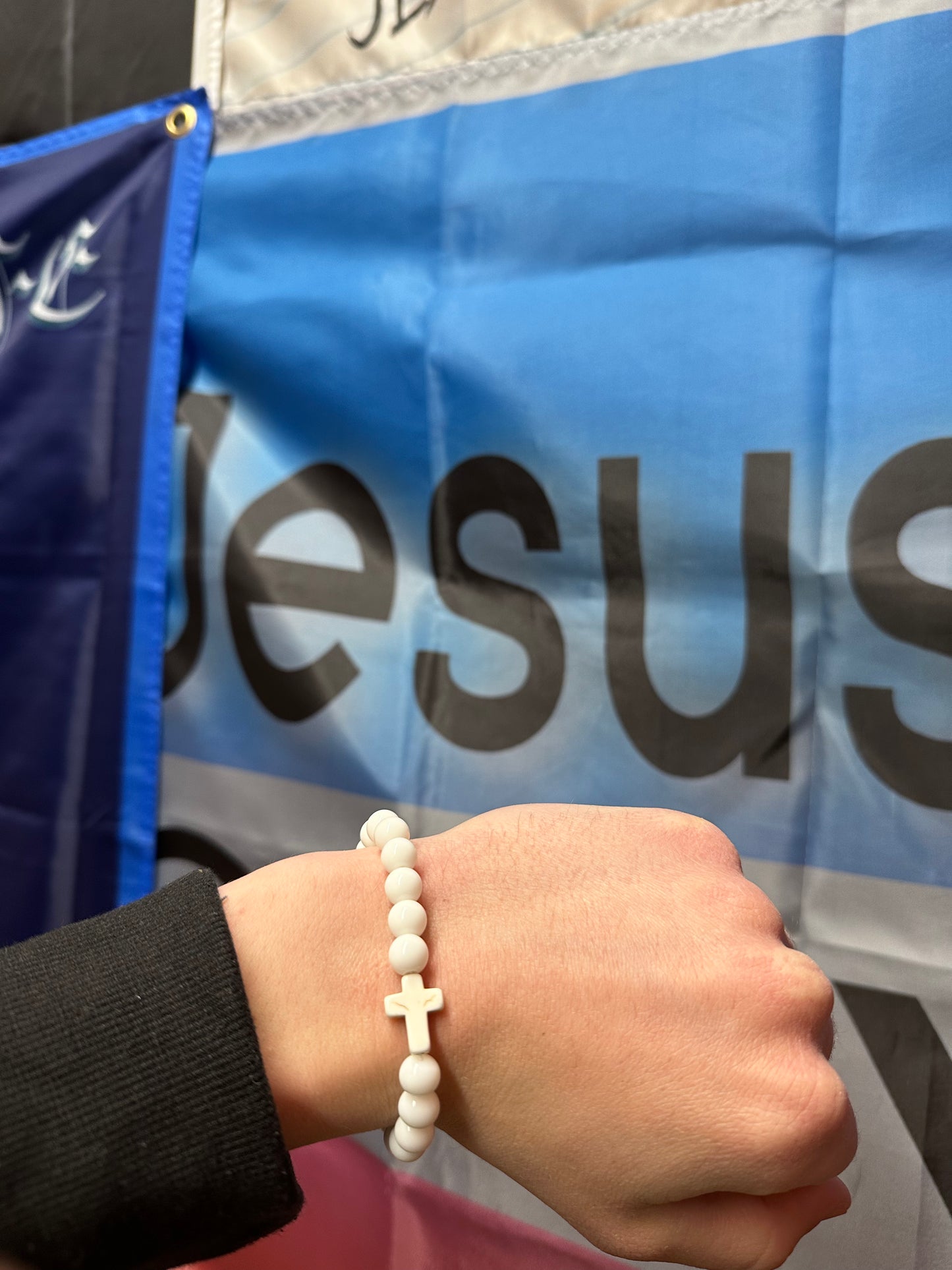 White Cross Bead Bracelet