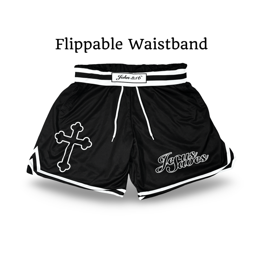 Jesus Saves Shorts (Black)