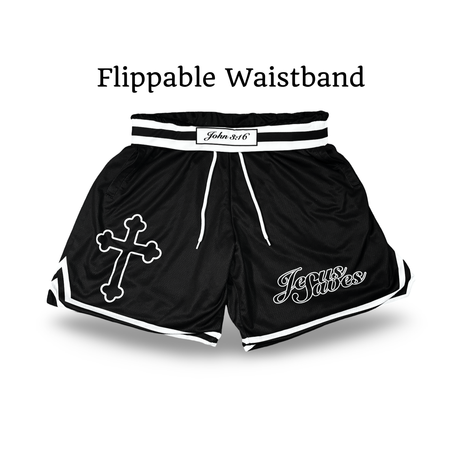 Jesus Saves Shorts (Black)