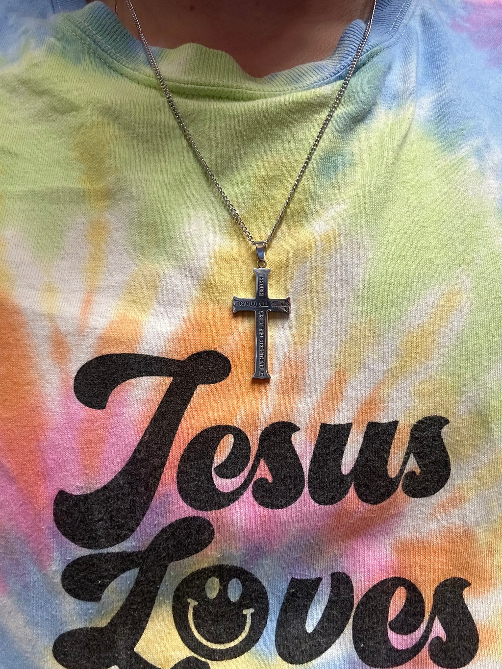Philippians 4:13 Cross Necklace