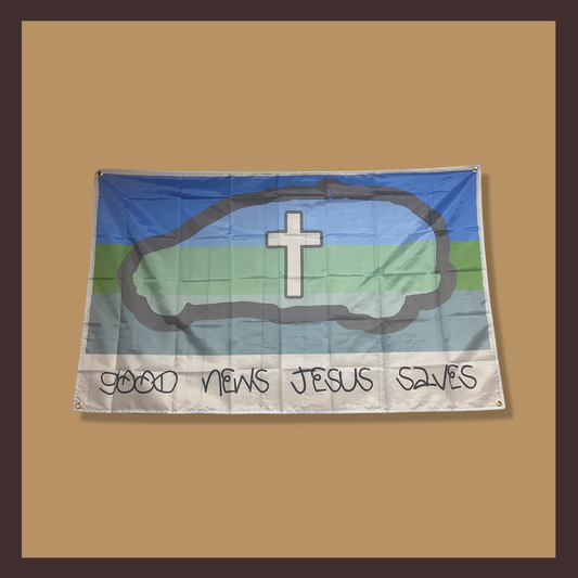 “Good News, Jesus Saves” Flag