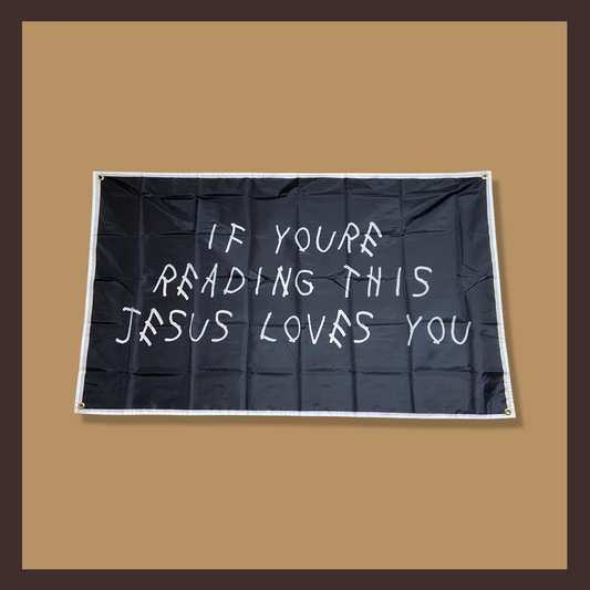 “Jesus Loves You” Flag (Black)