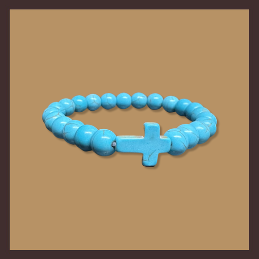 Baby Blue Cross Bead Bracelet