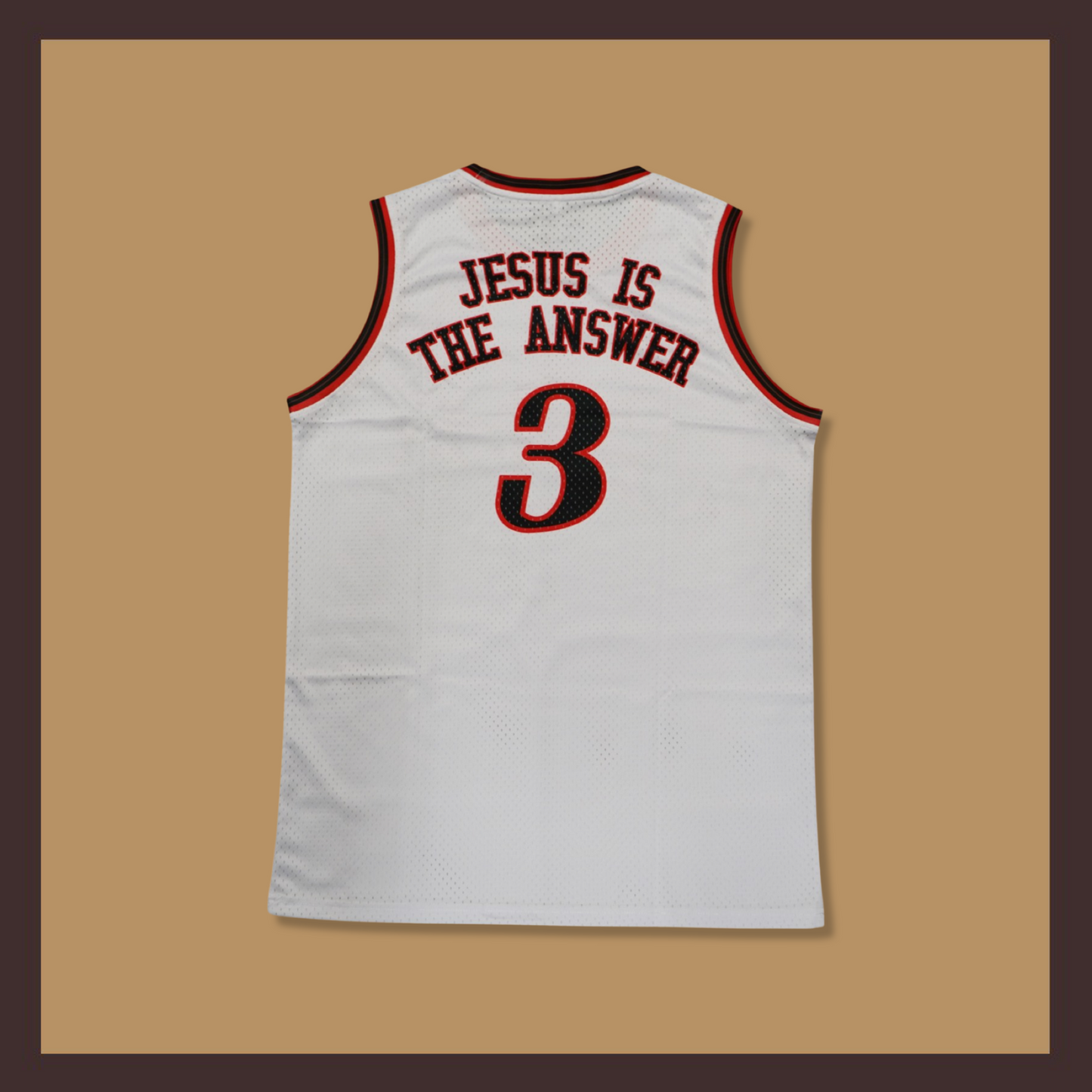 "Jesus is the Answer" Basketball Jersey (White)