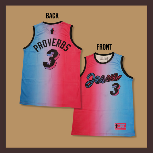 Proverbs 3 Basketball Jersey (Pink/Blue)