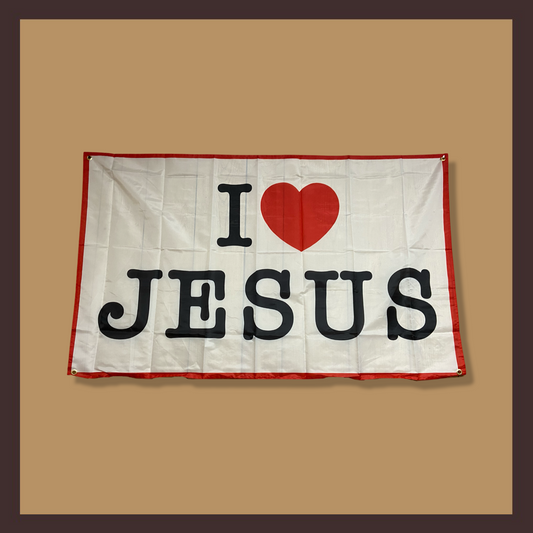“I Heart Jesus” Flag (White)