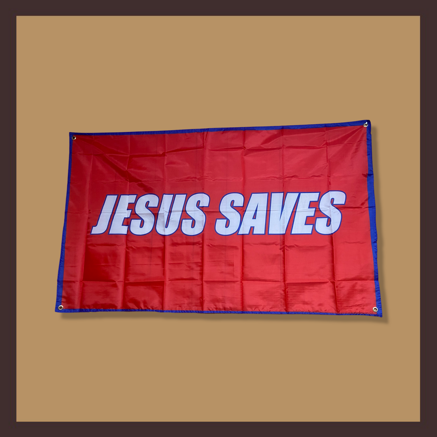 “Jesus Saves” Flag (Red)