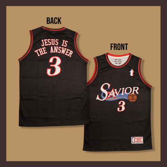 "Jesus is the Answer" Basketball Jersey (Black)