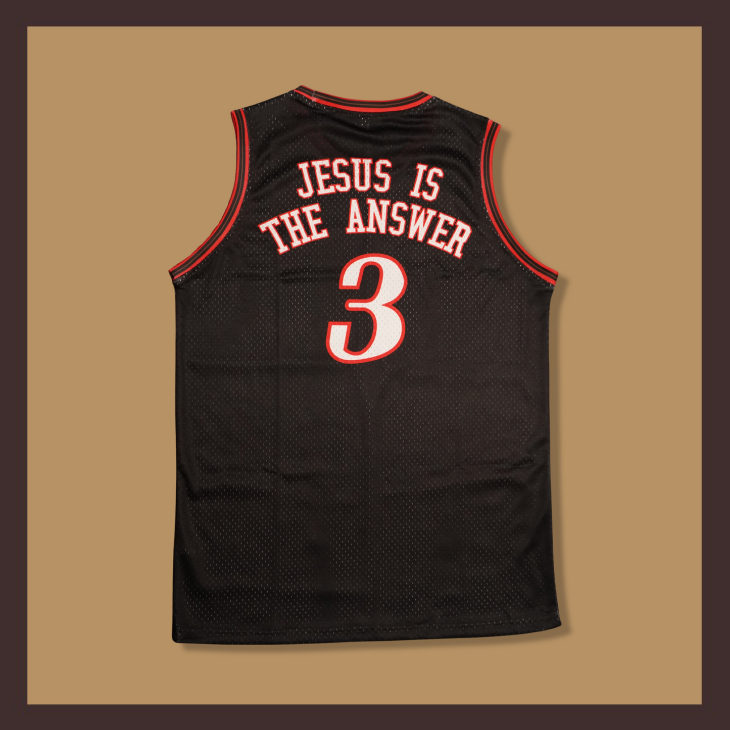 "Jesus is the Answer" Basketball Jersey (Black)